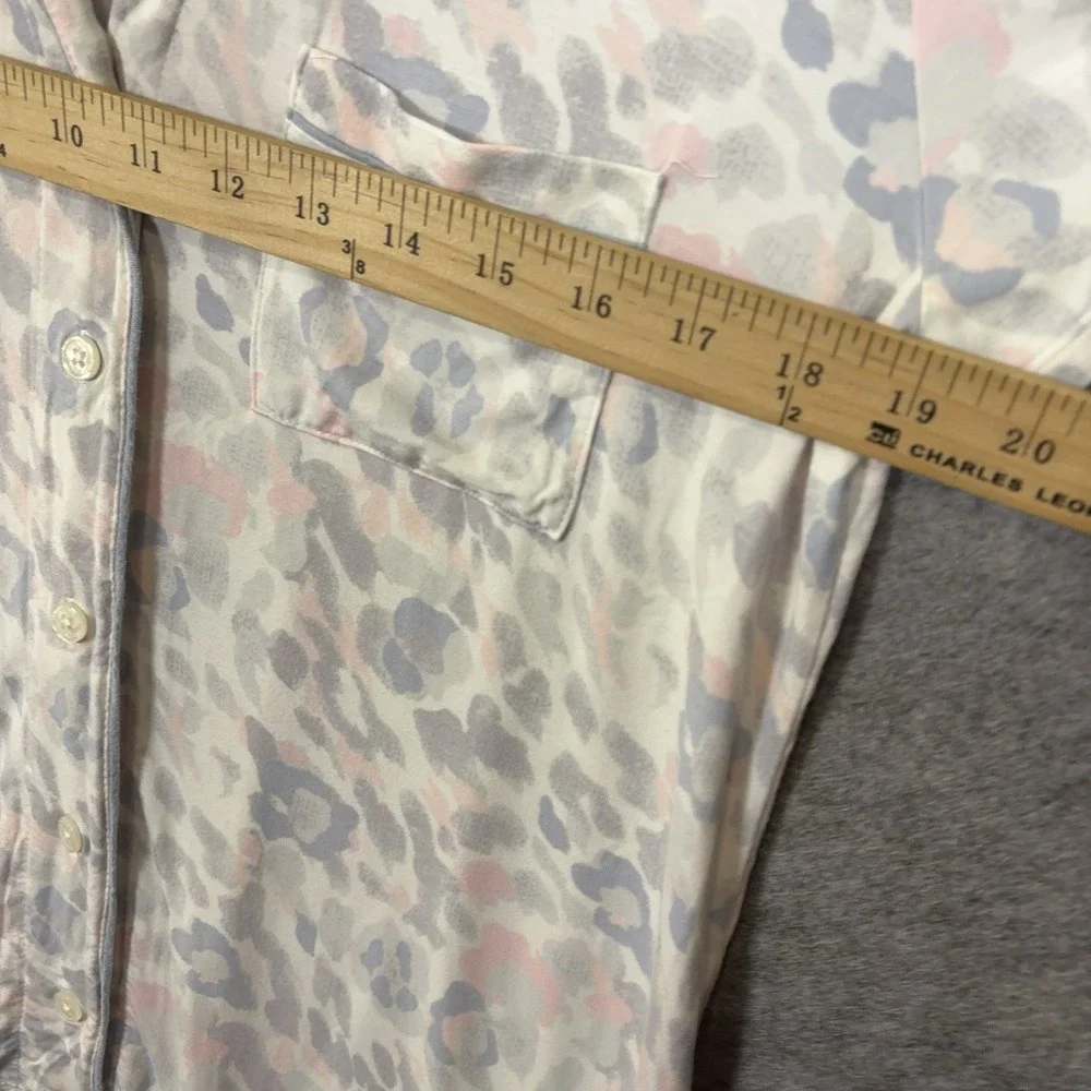 Soma Pajama Short Set Womens Sz M Blue Gray Pink Leopard Stretch